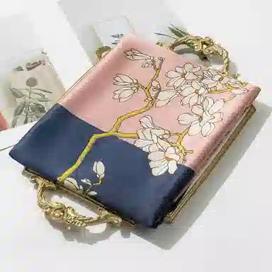 一米画纱 轻奢古典清新国风优雅印花奢靡系列气质旗袍 桑蚕丝 丝巾 女款