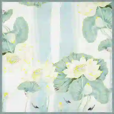 一米画纱 丝绸质感花卉图案国风印花真丝方巾踏青郊游装饰领巾拍照搭配 桑蚕丝 丝巾 女款