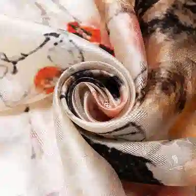 一米画纱 国风古典花卉真丝高级感提花浪漫色彩长巾外出轻盈飘逸披肩 桑蚕丝 丝巾 女款