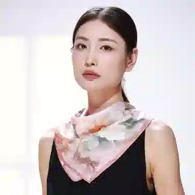 一米画纱 优雅中式花朵图案精致真丝材质高品质斜纹绸印花方巾如画系列 桑蚕丝 丝巾 女款