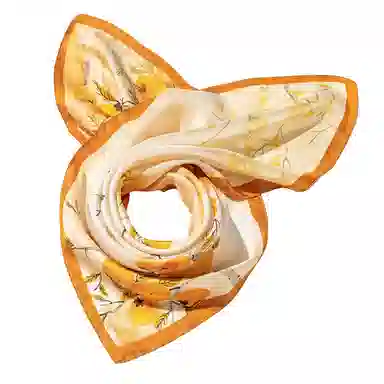 一米画纱 优雅中式花朵图案精致真丝材质高品质斜纹绸印花方巾如画系列 桑蚕丝 丝巾 女款