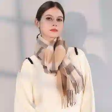 一米画纱 柔软亲肤长款加厚保暖时尚休闲气质格纹流苏潮流舒适 绵羊毛 绒线围巾 男女同款情侣款