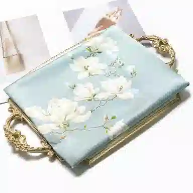 一米画纱 丝绸质感花卉图案国风印花真丝方巾踏青郊游装饰领巾拍照搭配 桑蚕丝 丝巾 女款