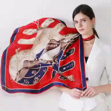 一米画纱 婉约江南中式真丝大方巾时尚印花舒适独特图案优雅百搭 桑蚕丝 丝巾 女款