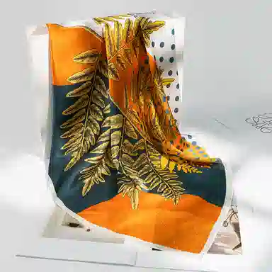 一米画纱 古典花卉雅韵国风真丝方巾旅游装饰素绸缎领巾搭配西装时尚出游 桑蚕丝 丝巾 女款