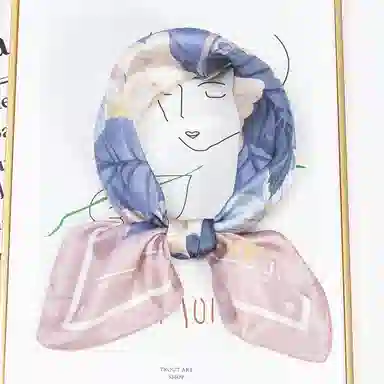 一米画纱 丝绸质感花卉图案国风印花真丝方巾踏青郊游装饰领巾拍照搭配 桑蚕丝 丝巾 女款