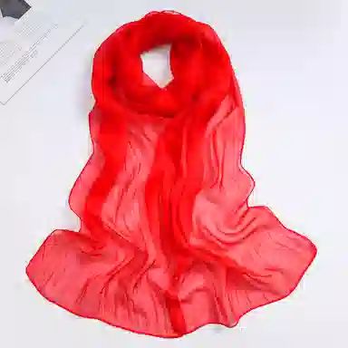 一米画纱 轻薄透气真丝雪纺窄长条长巾清新纯色简约百搭防晒拍照纱巾 桑蚕丝 丝巾 女款