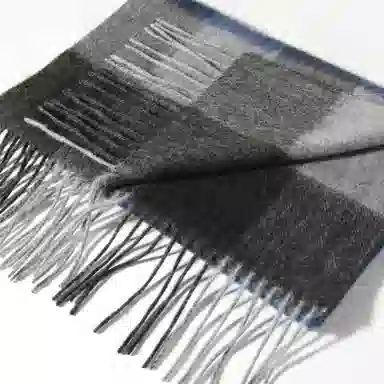 一米画纱 柔软触感经典格纹加厚保暖舒适格子条纹撞色流苏 山羊绒 绒线围巾 男女同款情侣款