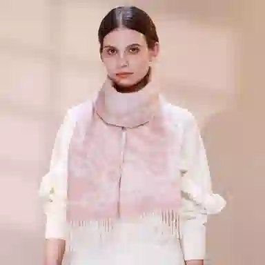 一米画纱 优雅保暖高级气质提花粗纺工艺加厚保暖高端轻奢优雅流苏 山羊绒 绒线围巾 女款