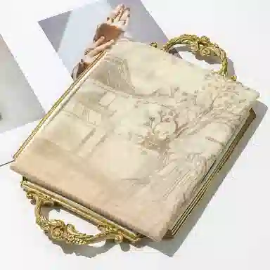 一米画纱 轻盈柔美细腻亲肤保暖空调披肩高档斜纹喷绘印花自然时尚旅游拍照 山羊绒 绒线围巾 女款