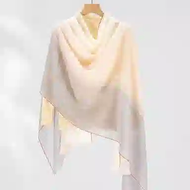 一米画纱 轻盈柔软舒适优雅时尚水溶色织格空调披肩户外保暖 绵羊毛 绒线围巾 女款