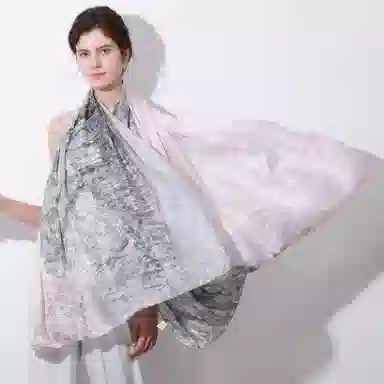 一米画纱 国风古典花卉真丝高级感提花浪漫色彩长巾外出轻盈飘逸披肩 桑蚕丝 丝巾 女款