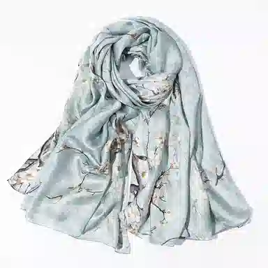 一米画纱 国风古典花卉真丝高级感提花浪漫色彩长巾外出轻盈飘逸披肩 桑蚕丝 丝巾 女款