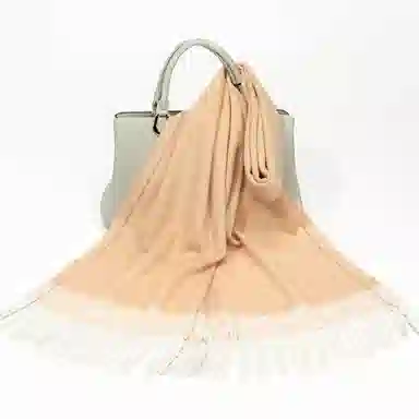 一米画纱 双面双色美拉德风高品质个性流苏外搭时尚加厚保暖轻奢舒适 山羊绒 绒线围巾 女款