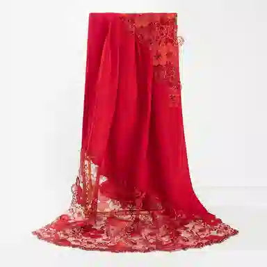 一米画纱 中式古典国风花卉贴花结婚喜宴亲肤防风保暖披风优雅精致外搭 绵羊毛 披肩 女款