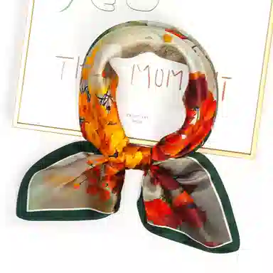 一米画纱 古典花卉雅韵国风真丝方巾旅游装饰素绸缎领巾搭配西装时尚出游 桑蚕丝 丝巾 女款