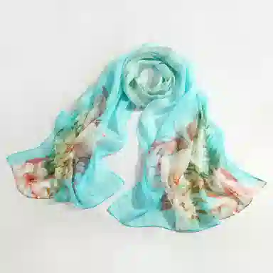 一米画纱 田园花卉轻盈飘逸中式浪漫雪纺真丝沙巾丝滑细腻披肩 桑蚕丝 丝巾 女款