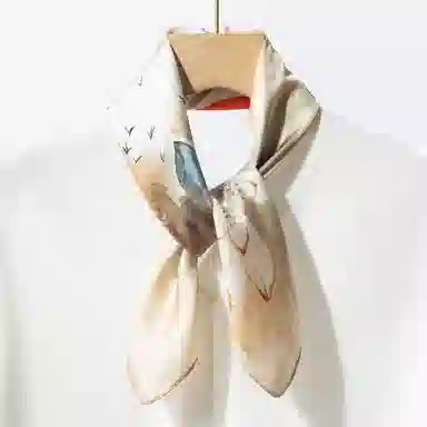 一米画纱 优雅中式花朵图案精致真丝材质高品质斜纹绸印花方巾如画系列 桑蚕丝 丝巾 女款