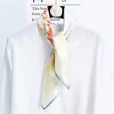 一米画纱 丝绸质感花卉图案国风印花真丝方巾踏青郊游装饰领巾拍照搭配 桑蚕丝 丝巾 女款