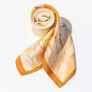 一米画纱 优雅中式花朵图案精致真丝材质高品质斜纹绸印花方巾如画系列 桑蚕丝 丝巾 女款