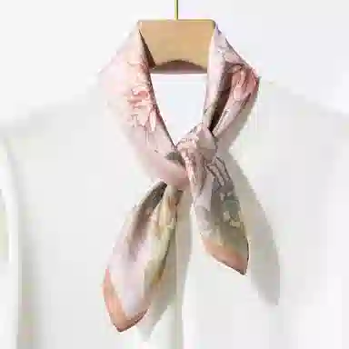 一米画纱 优雅中式花朵图案精致真丝材质高品质斜纹绸印花方巾如画系列 桑蚕丝 丝巾 女款