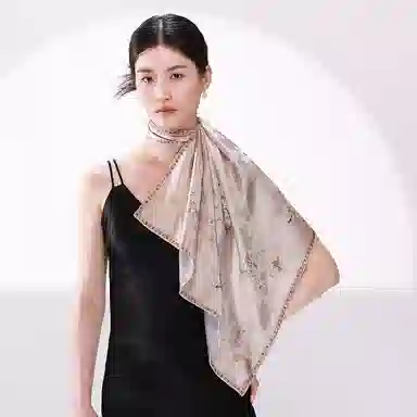 一米画纱 中式古典花园系列复古花萝方巾外搭出游气质国风双面双色 桑蚕丝 丝巾 女款