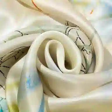 一米画纱 轻奢古典清新国风优雅印花奢靡系列气质旗袍 桑蚕丝 丝巾 女款