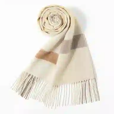 一米画纱 柔软触感经典格纹加厚保暖舒适格子条纹撞色流苏 山羊绒 绒线围巾 男女同款情侣款