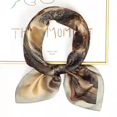 一米画纱 古典花卉雅韵国风真丝方巾旅游装饰素绸缎领巾搭配西装时尚出游 桑蚕丝 丝巾 女款