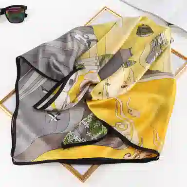 一米画纱 婉约江南中式真丝大方巾时尚印花舒适独特图案优雅百搭 桑蚕丝 丝巾 女款