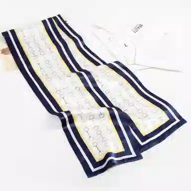 一米画纱 时尚百搭真丝双层喷绘飘带优雅气质长条领巾轻盈装饰 桑蚕丝 丝巾 女款