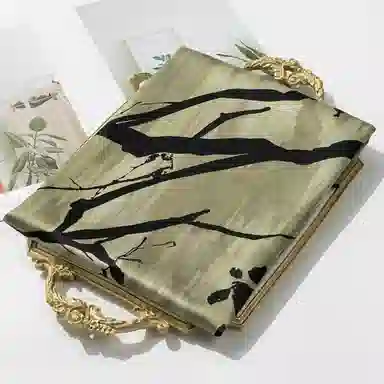 一米画纱 轻奢古典清新国风优雅印花奢靡系列气质旗袍 桑蚕丝 丝巾 女款