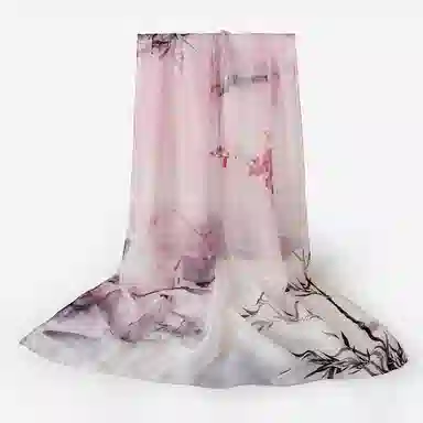 一米画纱 田园花卉轻盈飘逸中式浪漫雪纺真丝沙巾丝滑细腻披肩 桑蚕丝 丝巾 女款