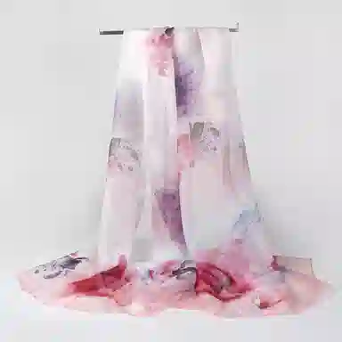 一米画纱 田园花卉轻盈飘逸中式浪漫雪纺真丝沙巾丝滑细腻披肩 桑蚕丝 丝巾 女款