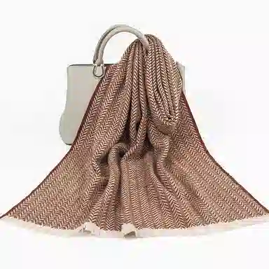 一米画纱 温暖柔软优雅舒适日式暖糯厚实色织格细腻亲肤保暖披肩青春洋气时尚 绵羊毛 绒线围巾 女款