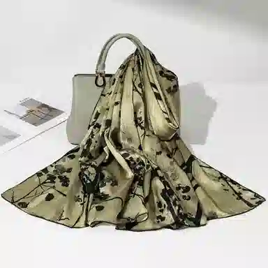 一米画纱 轻奢古典清新国风优雅印花奢靡系列气质旗袍 桑蚕丝 丝巾 女款