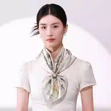 一米画纱 中式古典花园系列复古花萝方巾外搭出游气质国风双面双色 桑蚕丝 丝巾 女款