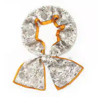 一米画纱 时尚百搭真丝双层喷绘飘带优雅气质长条领巾轻盈装饰 桑蚕丝 丝巾 女款