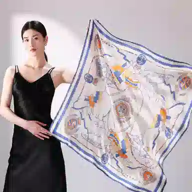 一米画纱 婉约江南中式真丝大方巾时尚印花舒适独特图案优雅百搭 桑蚕丝 丝巾 女款