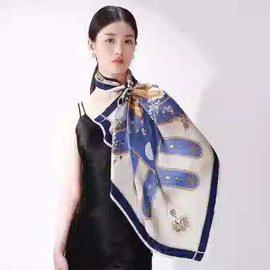 一米画纱 婉约江南中式真丝大方巾时尚印花舒适独特图案优雅百搭 桑蚕丝 丝巾 女款