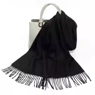 一米画纱 大气流苏加厚温暖时尚简约纯色暖糯亲肤围脖外搭保暖 山羊绒 绒线围巾 男女同款情侣款