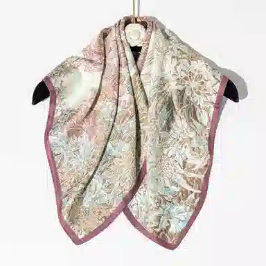 一米画纱 双面双色斜纹绸精致工艺喷绘真丝方巾优雅气质西装领巾 桑蚕丝 丝巾 女款