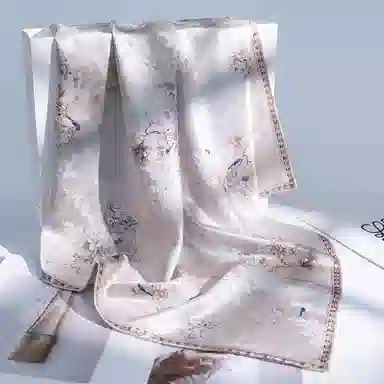 一米画纱 中式古典花园系列复古花萝方巾外搭出游气质国风双面双色 桑蚕丝 丝巾 女款