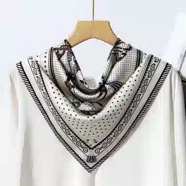 一米画纱 双面双色斜纹绸精致工艺喷绘真丝方巾优雅气质西装领巾 桑蚕丝 丝巾 女款