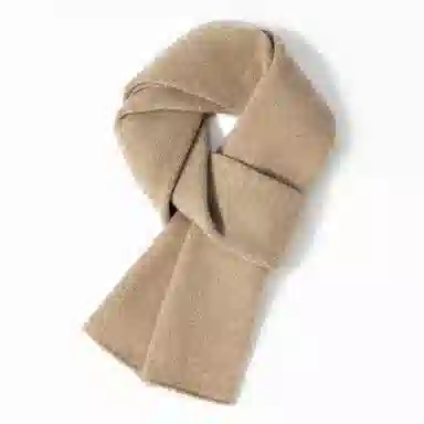 一米画纱 舒适柔软高级感平面嵌花亲肤暖糯保暖纯色针织外出防寒护颈 山羊绒 绒线围巾 男女同款情侣款