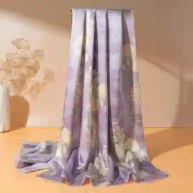 一米画纱 古典国风精致优雅迷梦迷情双层真丝高档气质长款披肩 桑蚕丝 丝巾 女款