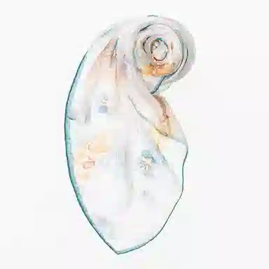 一米画纱 清新飘逸气质外搭披肩大方巾优雅亲肤外出真丝雪纺喷绘防晒 桑蚕丝 丝巾 女款