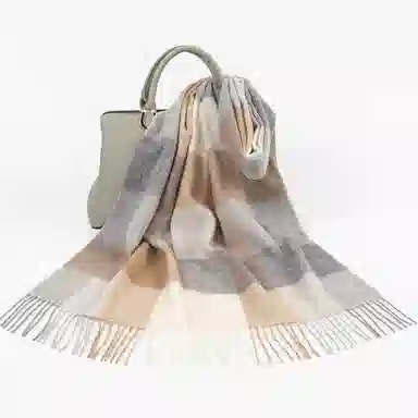 一米画纱 柔软亲肤长款加厚保暖时尚休闲气质格纹流苏潮流舒适 绵羊毛 绒线围巾 男女同款情侣款