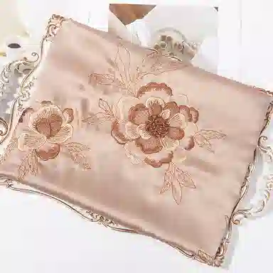 一米画纱 古典中式国风花朵精致优雅真丝刺绣素绉缎长巾丝韵系列 桑蚕丝 丝巾 女款