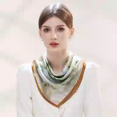 一米画纱 古典花卉雅韵国风真丝方巾旅游装饰素绸缎领巾搭配西装时尚出游 桑蚕丝 丝巾 女款